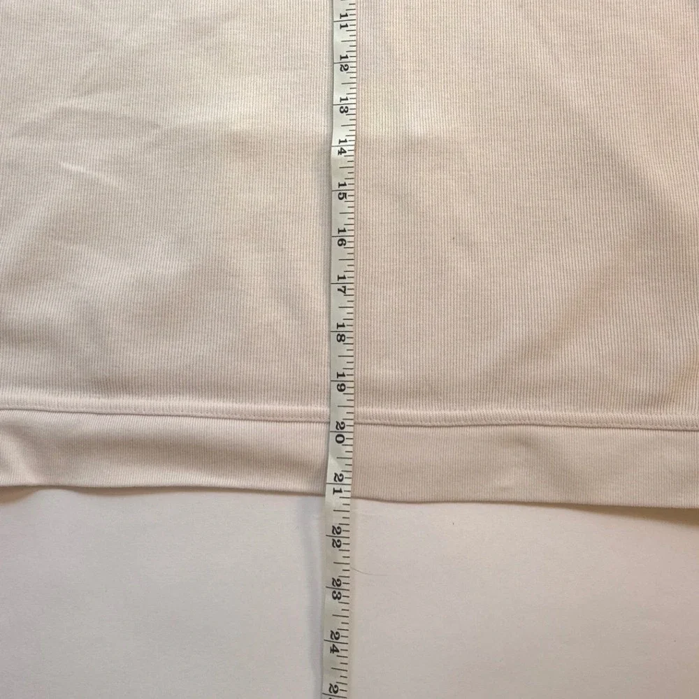 Sonoma Life Style Women White w/ pink hue Ribbed lightweight Hoodie V-Neck Sz-M - Picture 6 of 10